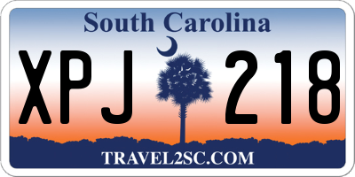 SC license plate XPJ218