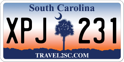 SC license plate XPJ231