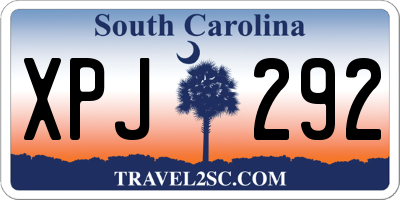 SC license plate XPJ292