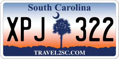 SC license plate XPJ322