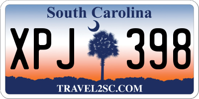SC license plate XPJ398