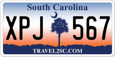 SC license plate XPJ567