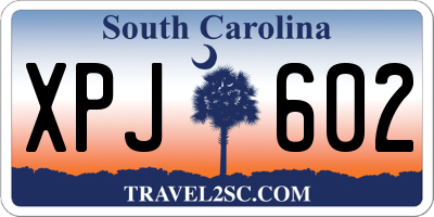 SC license plate XPJ602