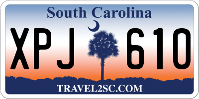 SC license plate XPJ610
