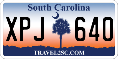 SC license plate XPJ640