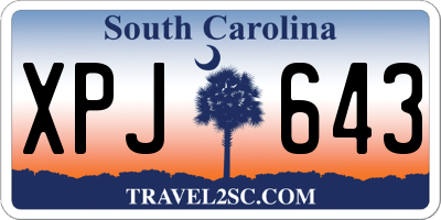 SC license plate XPJ643