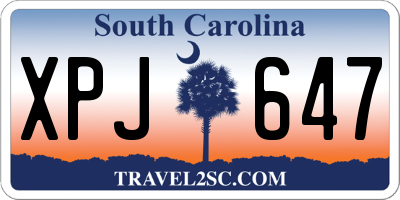 SC license plate XPJ647