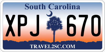 SC license plate XPJ670