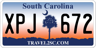 SC license plate XPJ672