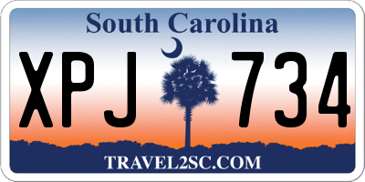 SC license plate XPJ734
