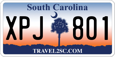 SC license plate XPJ801