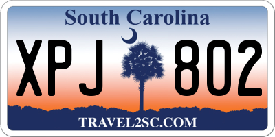SC license plate XPJ802
