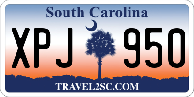 SC license plate XPJ950