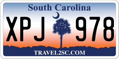 SC license plate XPJ978
