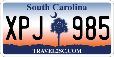 SC license plate XPJ985