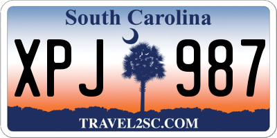 SC license plate XPJ987