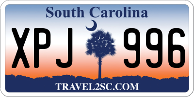 SC license plate XPJ996