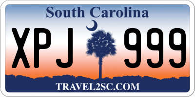 SC license plate XPJ999