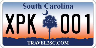 SC license plate XPK001