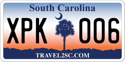 SC license plate XPK006