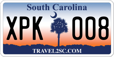 SC license plate XPK008