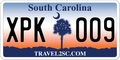 SC license plate XPK009