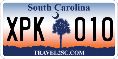 SC license plate XPK010