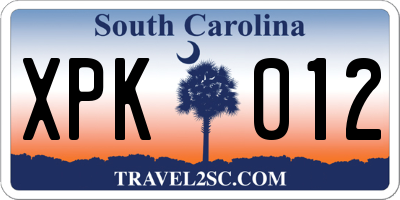 SC license plate XPK012