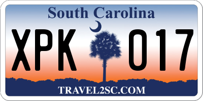 SC license plate XPK017