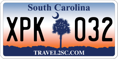 SC license plate XPK032