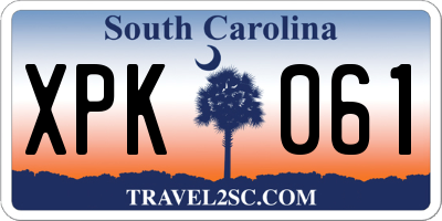 SC license plate XPK061