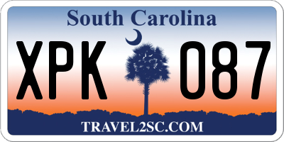 SC license plate XPK087