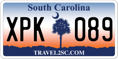 SC license plate XPK089