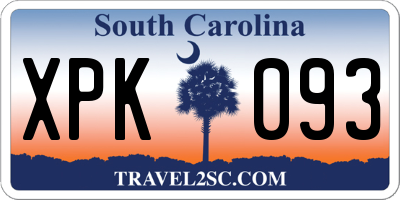 SC license plate XPK093