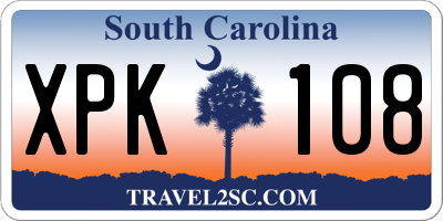 SC license plate XPK108
