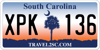 SC license plate XPK136