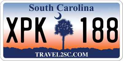 SC license plate XPK188