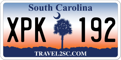 SC license plate XPK192