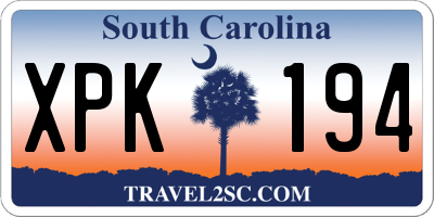 SC license plate XPK194