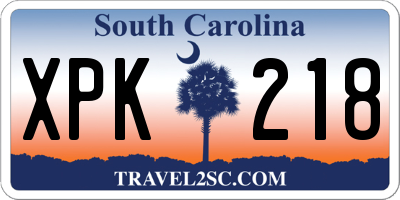 SC license plate XPK218