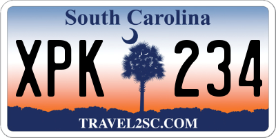 SC license plate XPK234