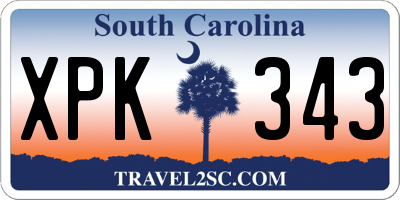 SC license plate XPK343