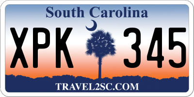 SC license plate XPK345