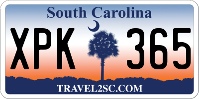 SC license plate XPK365