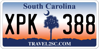SC license plate XPK388
