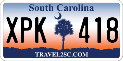 SC license plate XPK418