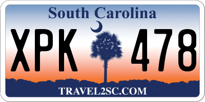 SC license plate XPK478