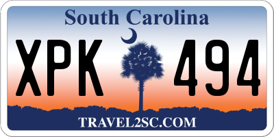 SC license plate XPK494