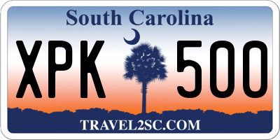 SC license plate XPK500