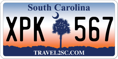 SC license plate XPK567